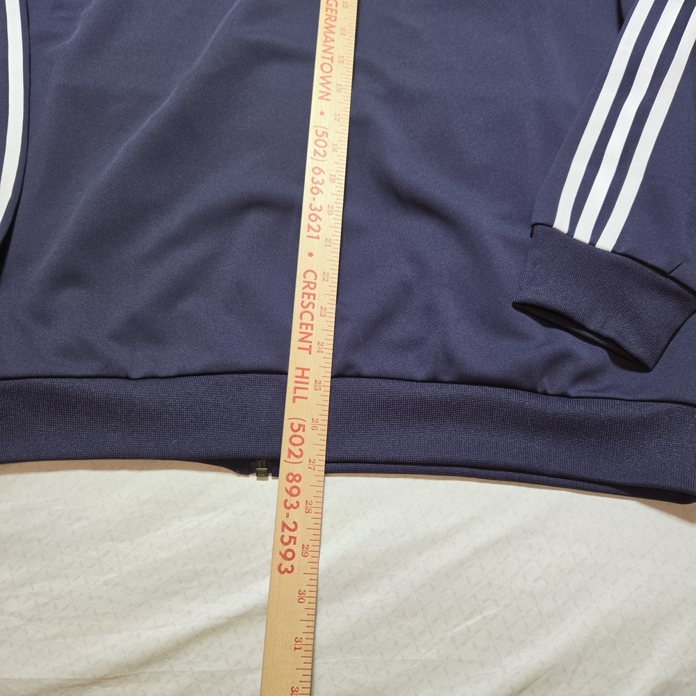 Adidas Track Jacket Mens 2XL Navy Blue Full Zip 3 Stripe Athletic Sportswear - Picture 8 of 10
